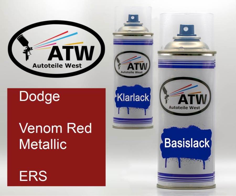 Dodge, Venom Red Metallic, ERS: 400ml Sprühdose + 400ml Klarlack - Set, von ATW Autoteile West.